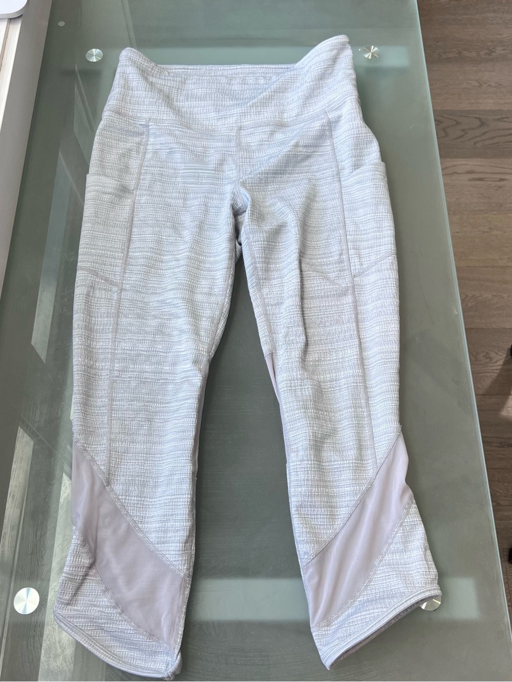 Athleta Light Gray Textured Active Tank with Subtle Logo